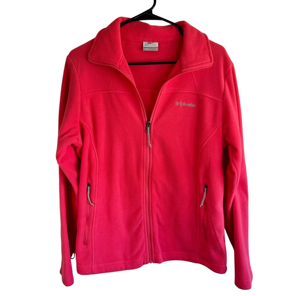 Columbia Womens Size Large Pink Fleece Zip Front Jacket